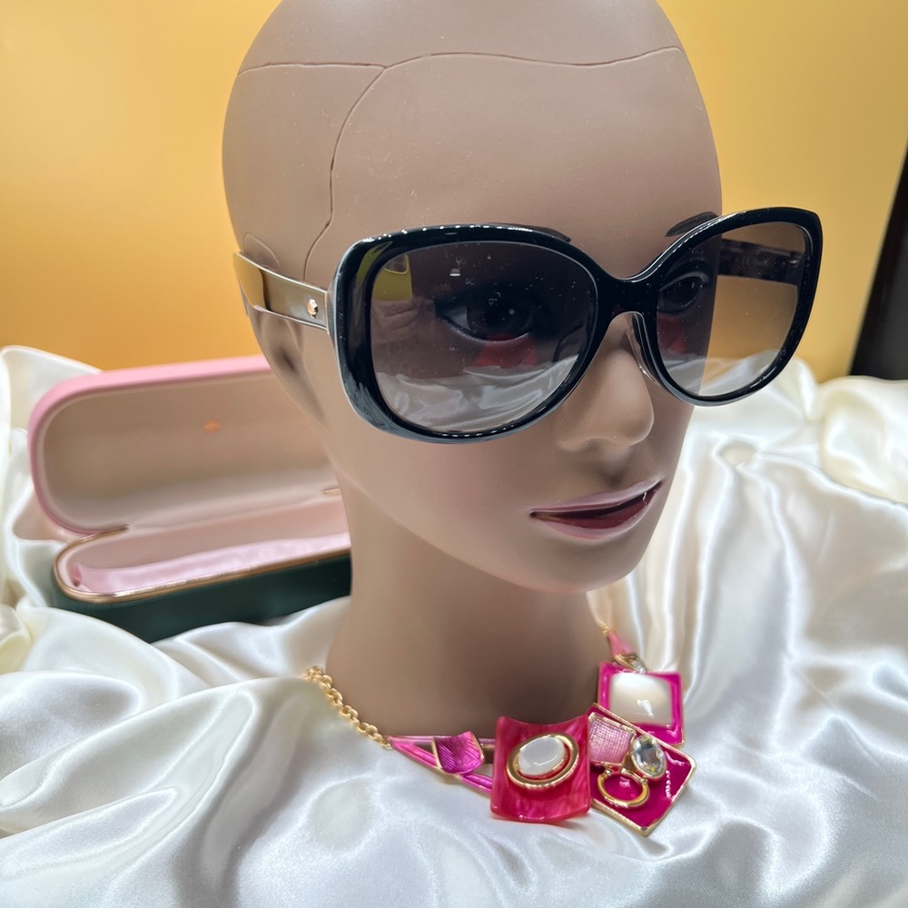 Kate Spade Tortoise Shell Sunglasses with Gold and Pink Accents & Case